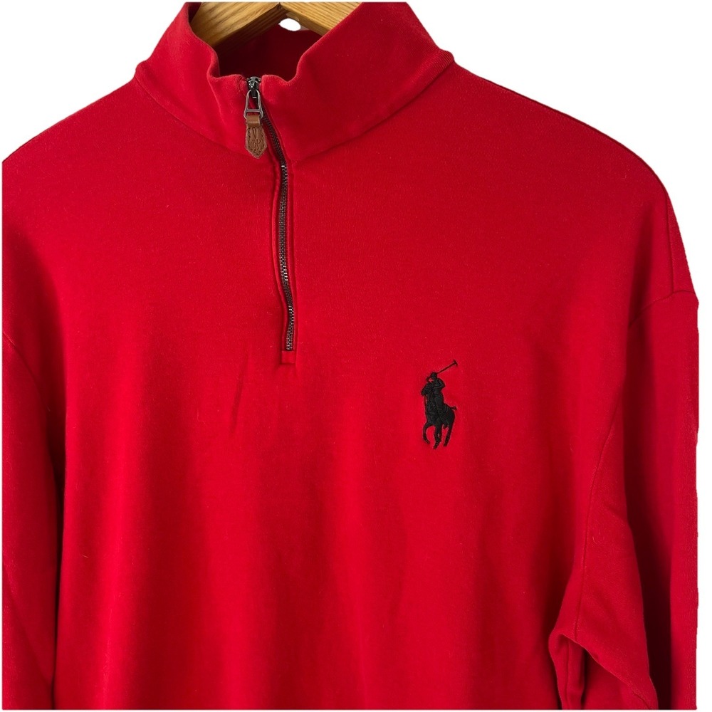 Ralph Lauren Polo Golf‎ Quarter Zip Pullover Rare Big Pony Red Men's Size Large